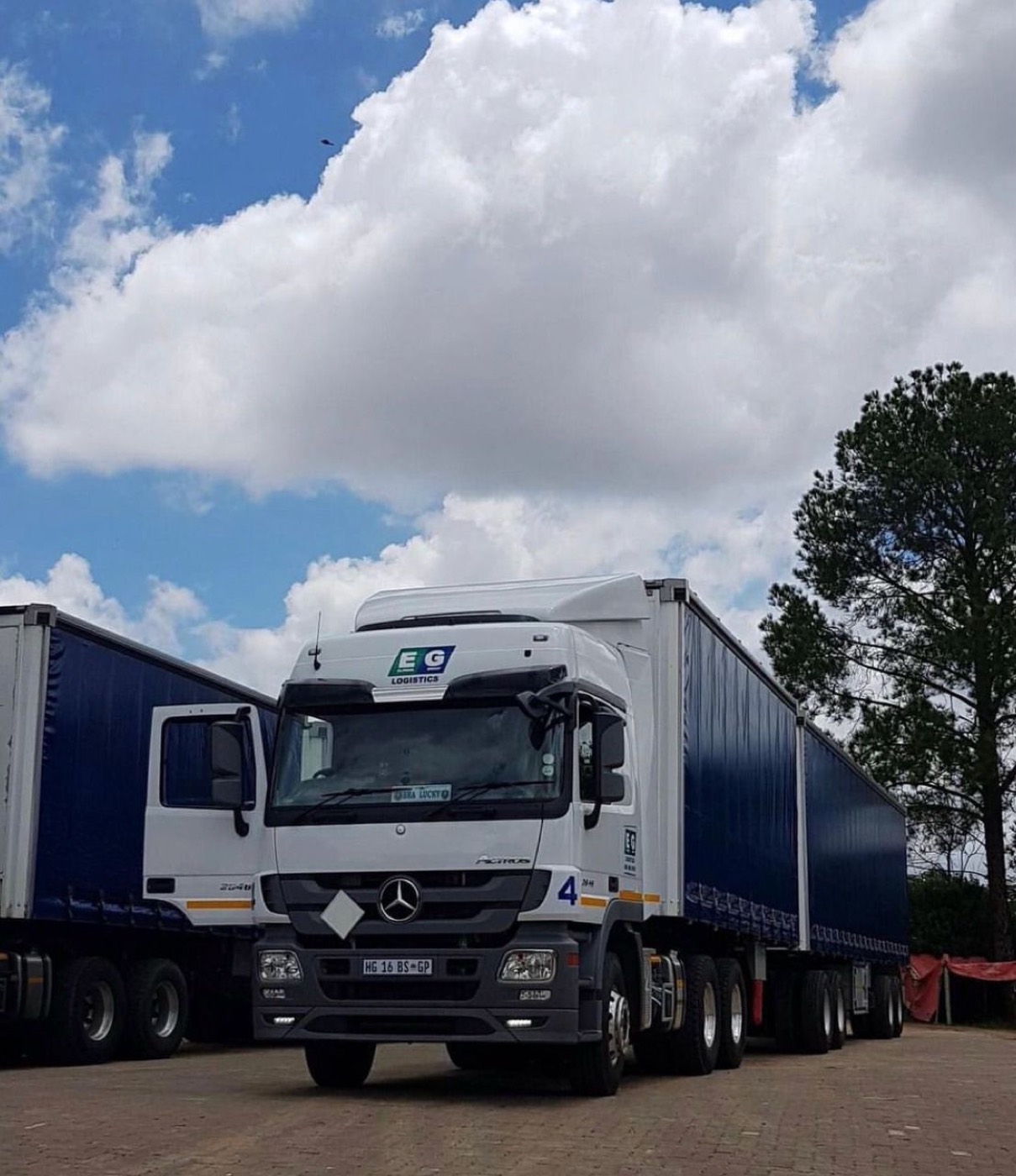 Trucks staged for departure